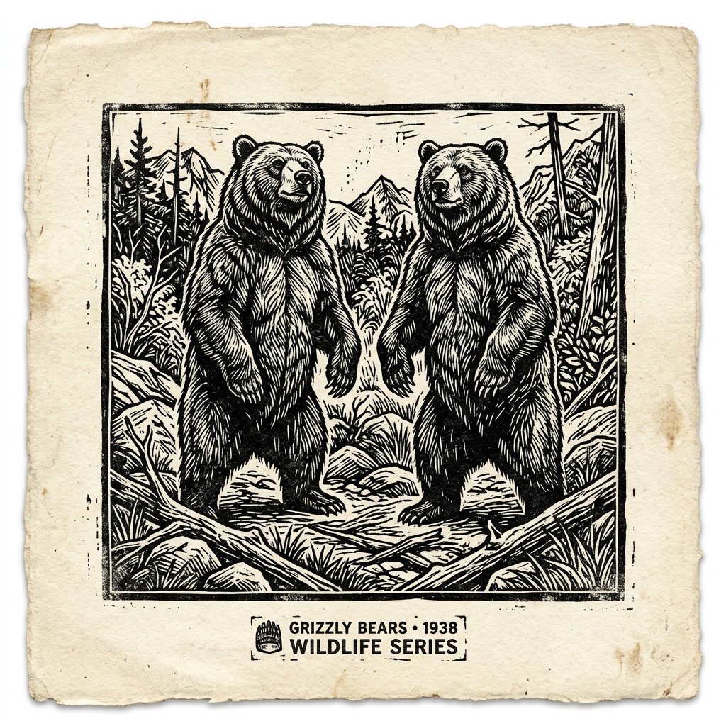 Two standing bears emblem
